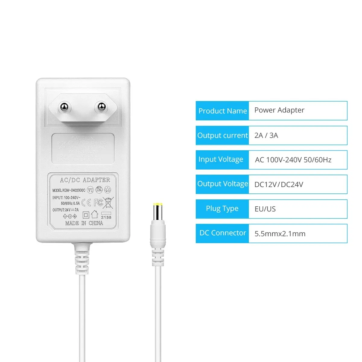 Power Adapter AC 100V-240V To DC 12V 24V 2A 3A Lighting Transformers Switch Power Supply Converter Charger For LED Strip Driver