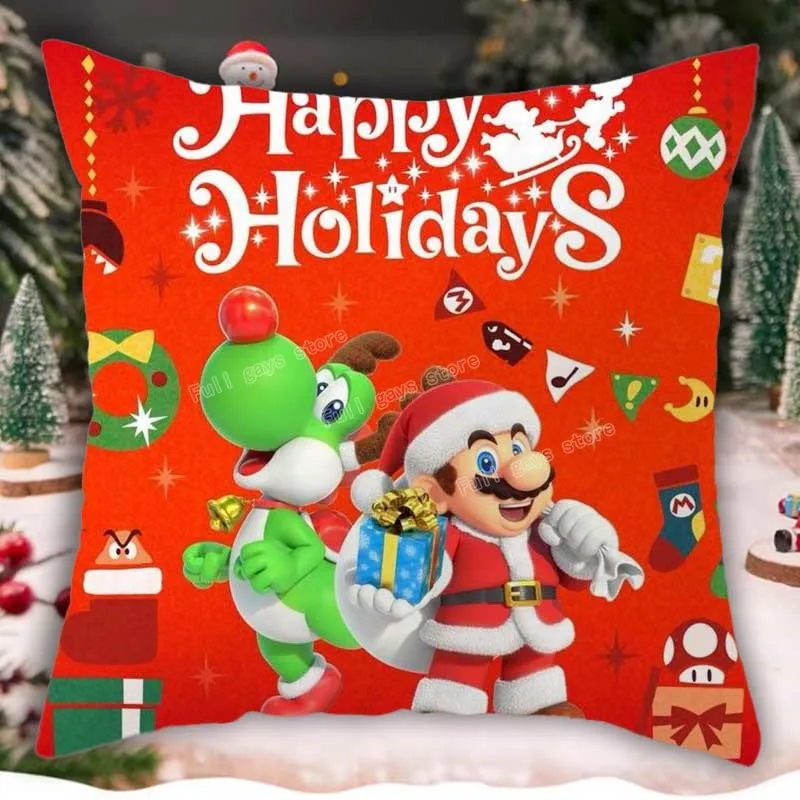 

Рождественская наволочка Super Marios Bros, милые мультяшные наволочки, декоративные украшения для комнаты, дивана, осенний декор, наволочка