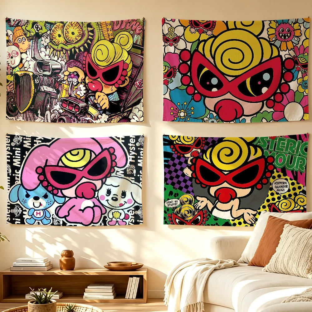 Fashion H-Hysteric Brand M-Mini-S flag Room Decoration Wall Tapestry Hanging Aesthetic Bedrooms Advertising Banner