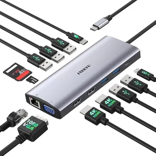 

Портативная док-станция USB-C для нескольких мониторов и устройств Оптимизированная для SEO док-станция USB-C с двумя мониторами, комплект 13-в-1, 10