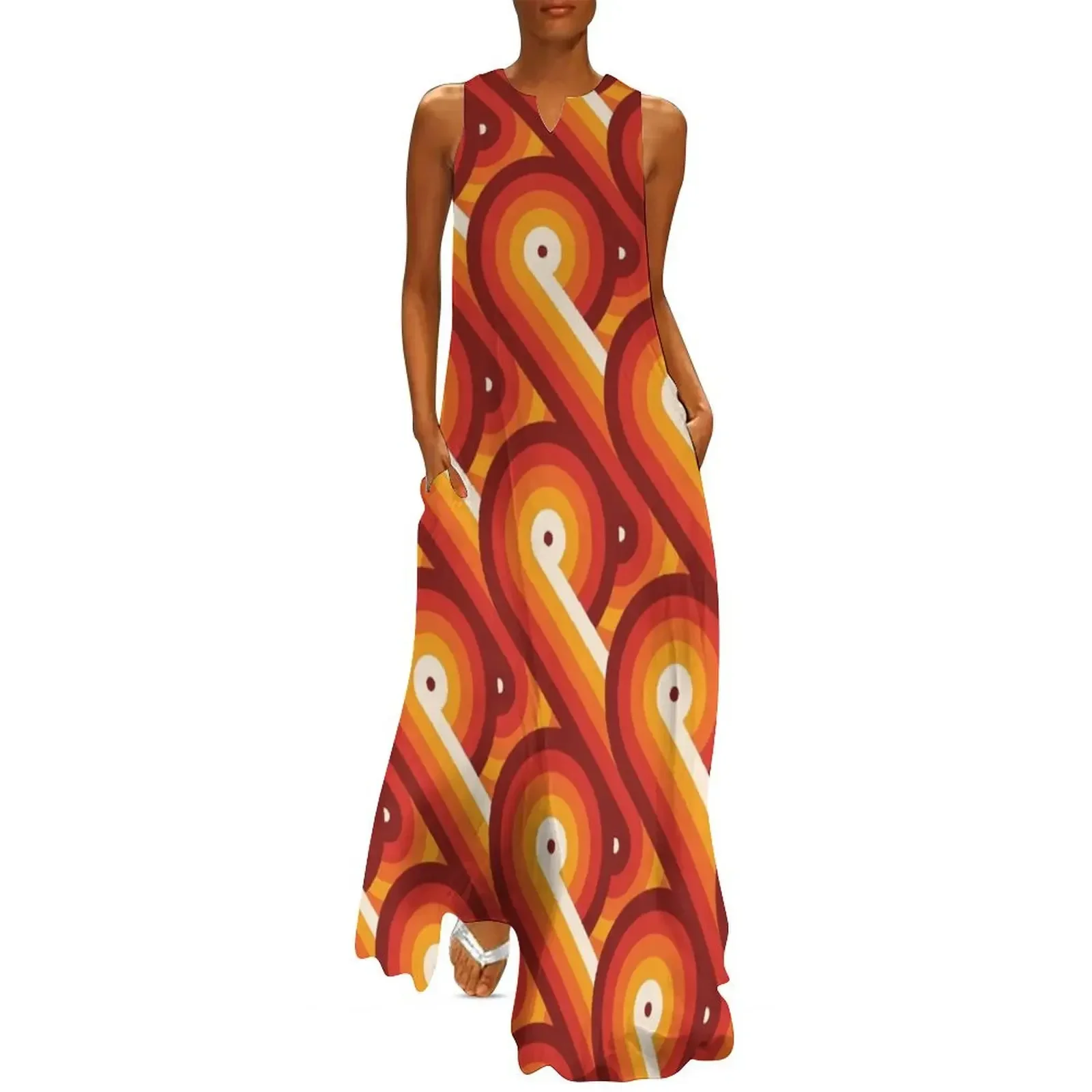 

Disco Circles Geometric Pattern – “The Rogue” Palette Long Dress sensual sexy dress for women women's fashion dresses Dress