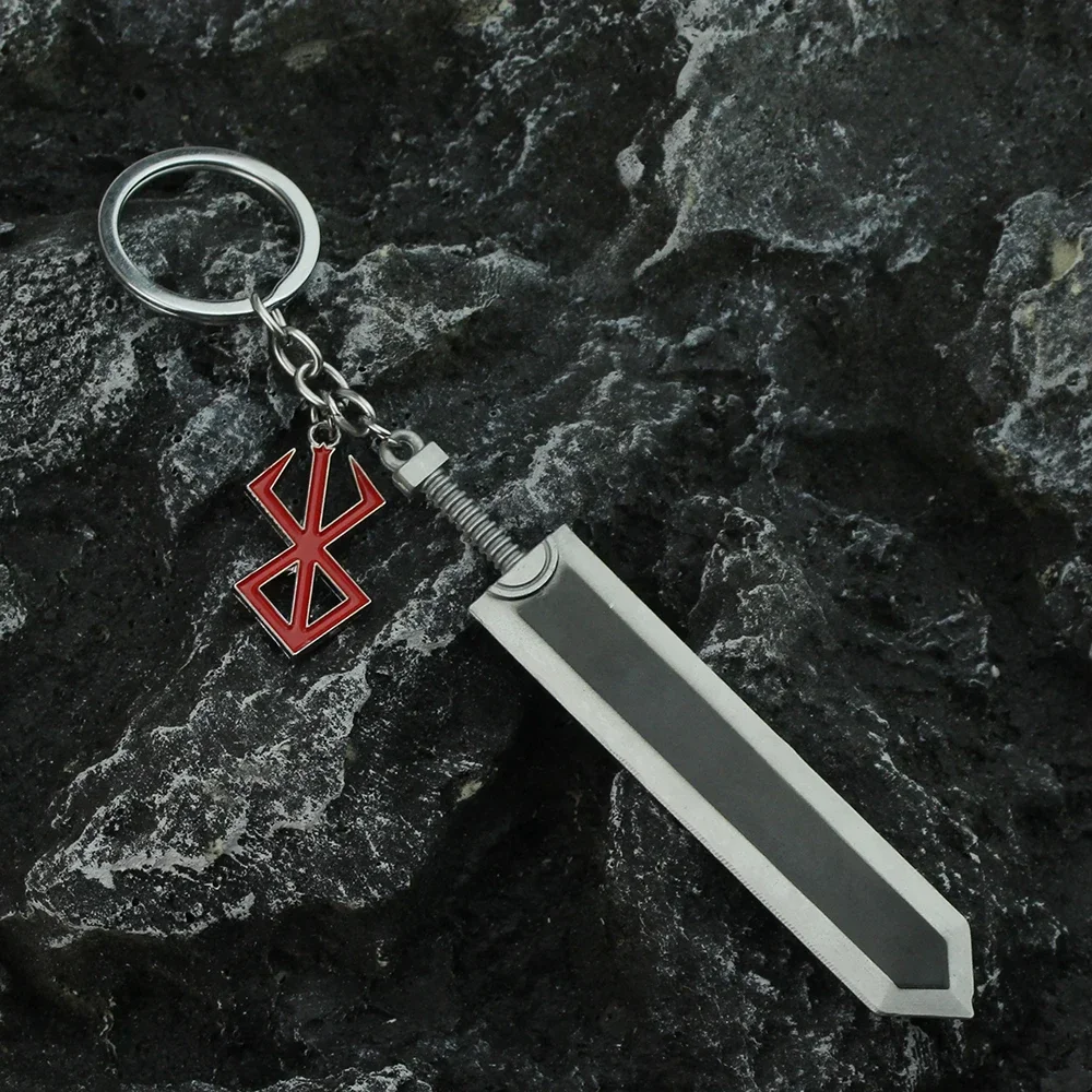 Anime Berserk Sword Keychain Black Swordsman Metal Car Keyring Cosplay Jewelry Dragonslayer Sword Key Chain For Men Keyrings New