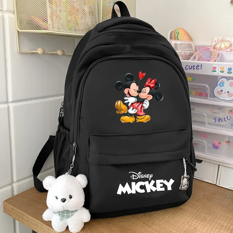 

Mickey Minnie Black Backpack Student Book Bag Girl Laptop School Bag Teenage Travel Bag Rucksack Unisex College Computer Bag