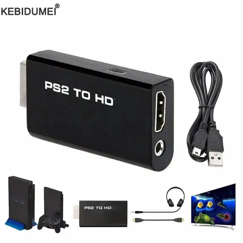 PS2 To HDMI-Compatible Converter Adapter Audio And Video With 3.5mm Audio Cable Supports Pc All Ps2 480i 480p 576i Display Modes