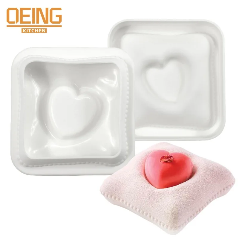 

3D Square Love Pastry Silicone Mold Baking Mousse Chocolate Dessert Ice Cream Jelly Pastry Decoration Kitchen Bakeware Molds