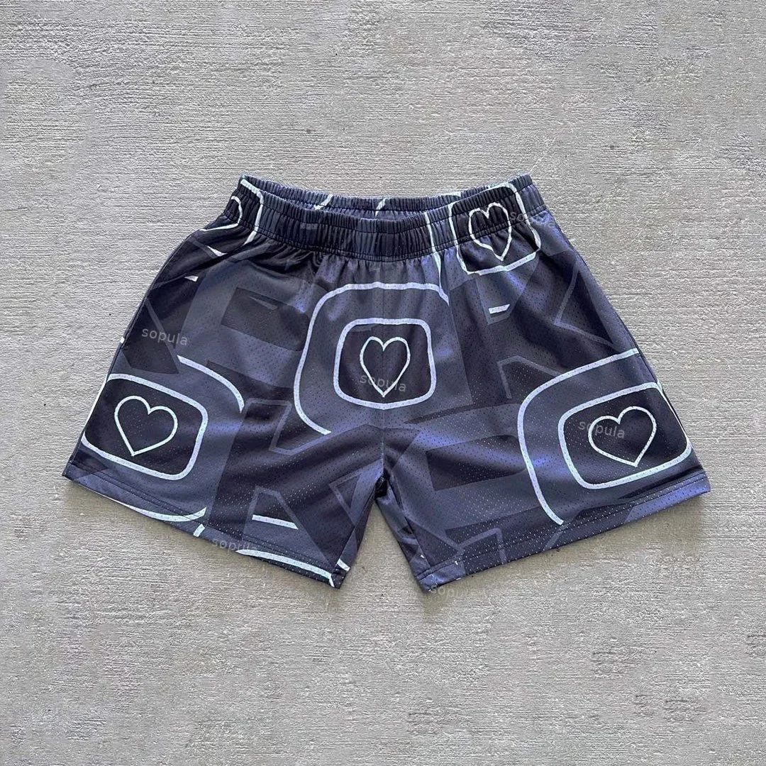 

Vintage Heart Love Graphic Casual Street Shorts Basketball Sport Gym Breathable Shorts Fitness Training Workout Male Shorts