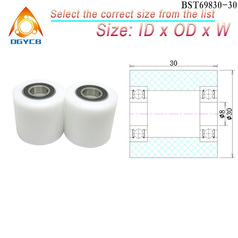 1pcs 8x30x30 Nylon Roller Wheel With Bearing BST69830-30 30mm Diameter 8mm Bore POM Guiding Wheel Flat Belt Idler  8*30*30