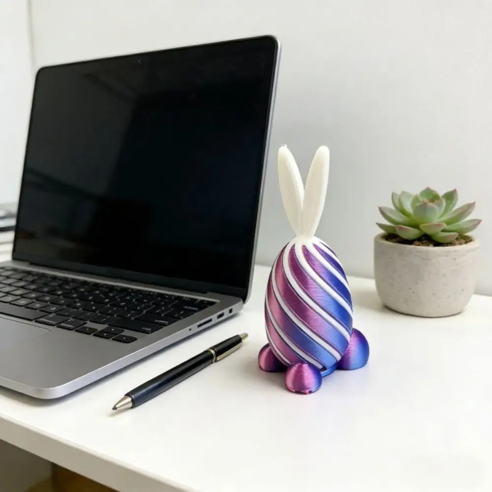 Spiral Cone 3D Printed Easter Bunny Colorful Ornaments Decompression Rotating Rabbit Egg Easter Basket Stuffers