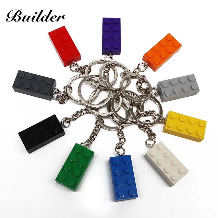 Little Builder Building Blocks Keychain Hanging Ring Bricks 2x4 DIY Accessories Creative Model Kits Set Toys for Children 3001