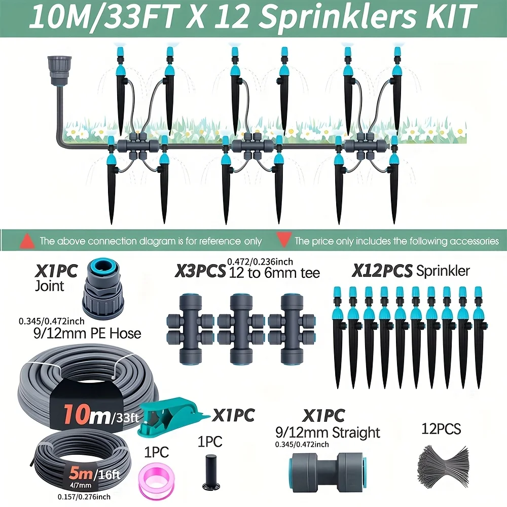 

Ground Insert 2 in 1 Drip Spray Nozzle Adjustable Quick Plug Misting Sprinkler Garden Watering Kit for Vegetables Flowers