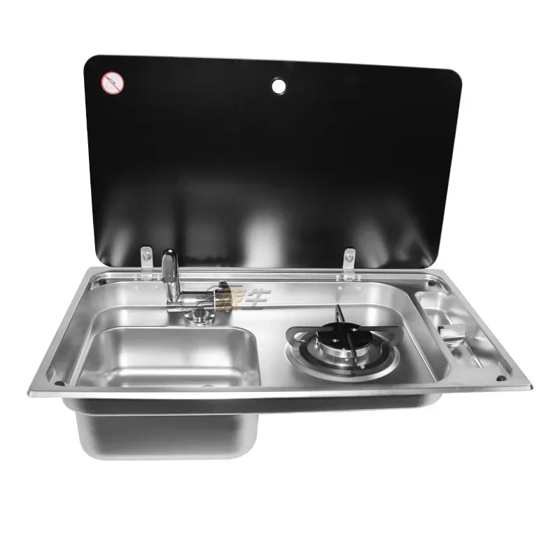 RV Hidden Single End Stove Folding with Sink Multifunctional Kitchen Gas Stove Sink 2-in-1