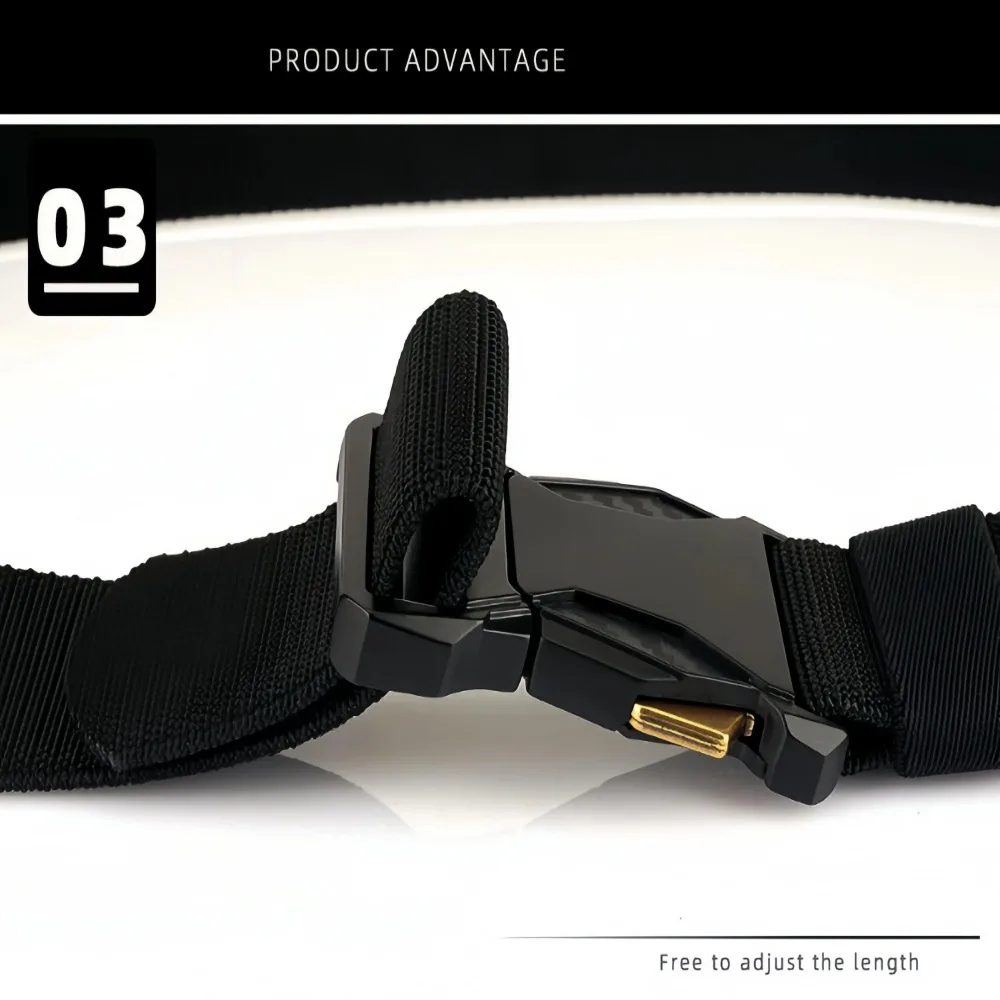 Nylon Men's Belt Quick Release Toothless Men's Waist Strap Automatic Buckle Canvas Woven Weave Waist Band Outdoor Leisure Sports
