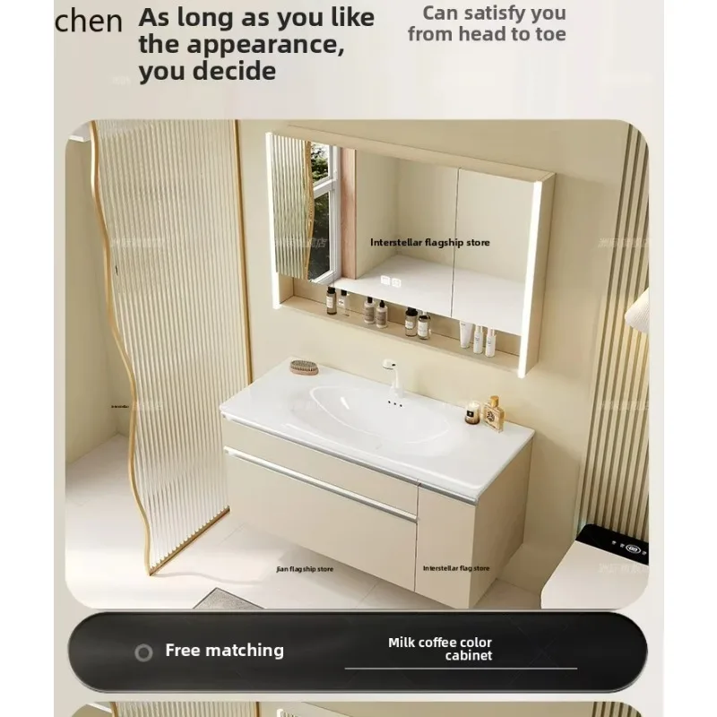 large storage bathroom cabinet combination drawer pull basket wash table ceramic integrated