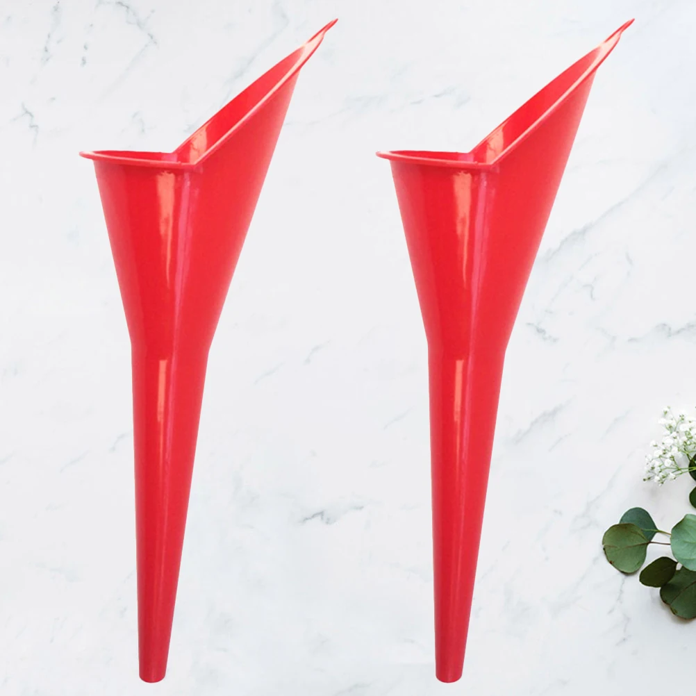 2 قطعة قمع بلاستيكي طويل الفم لزيت المحرك الوقود ملء المحمولة أداة دراجة نارية السيارات الأحمر