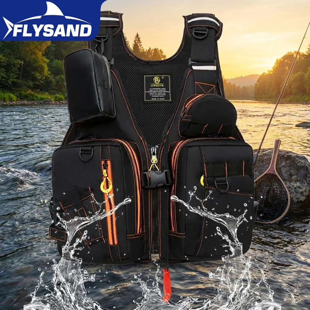 

Multi-functional Fishing Life Jacket Vest Outdoor Safety Gear with Multiple Storage Pockets Buoyant Material for Anglers