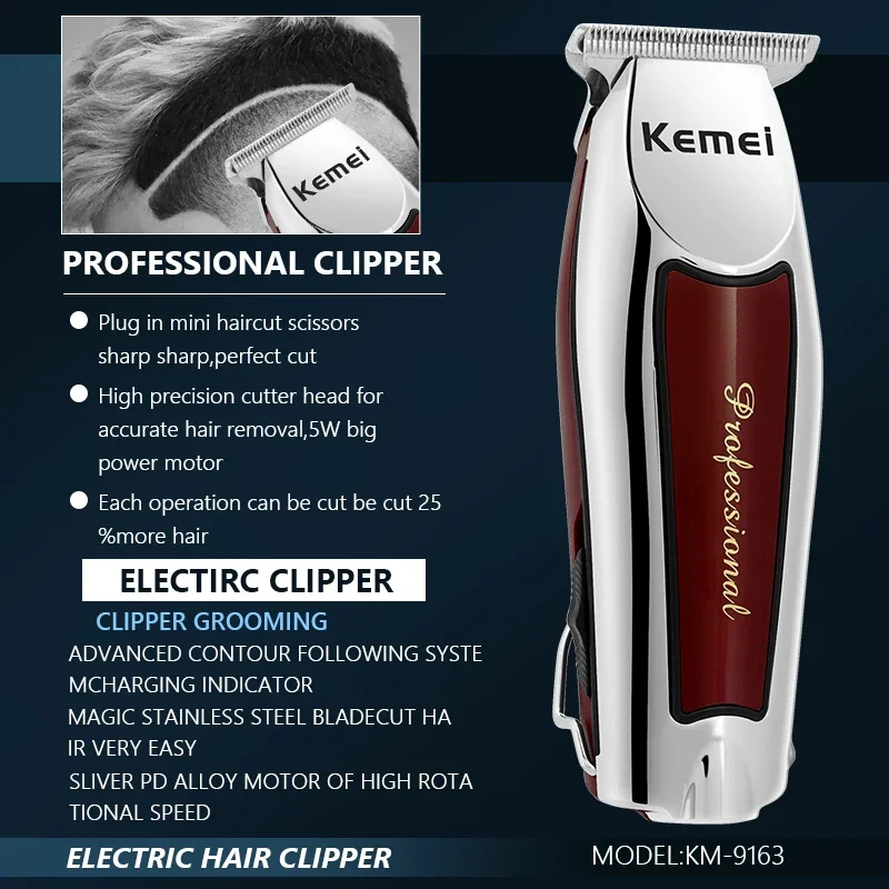 Professional Cordless Hair Trimmer for Men - Electric Clipper Beard Cutting Machine