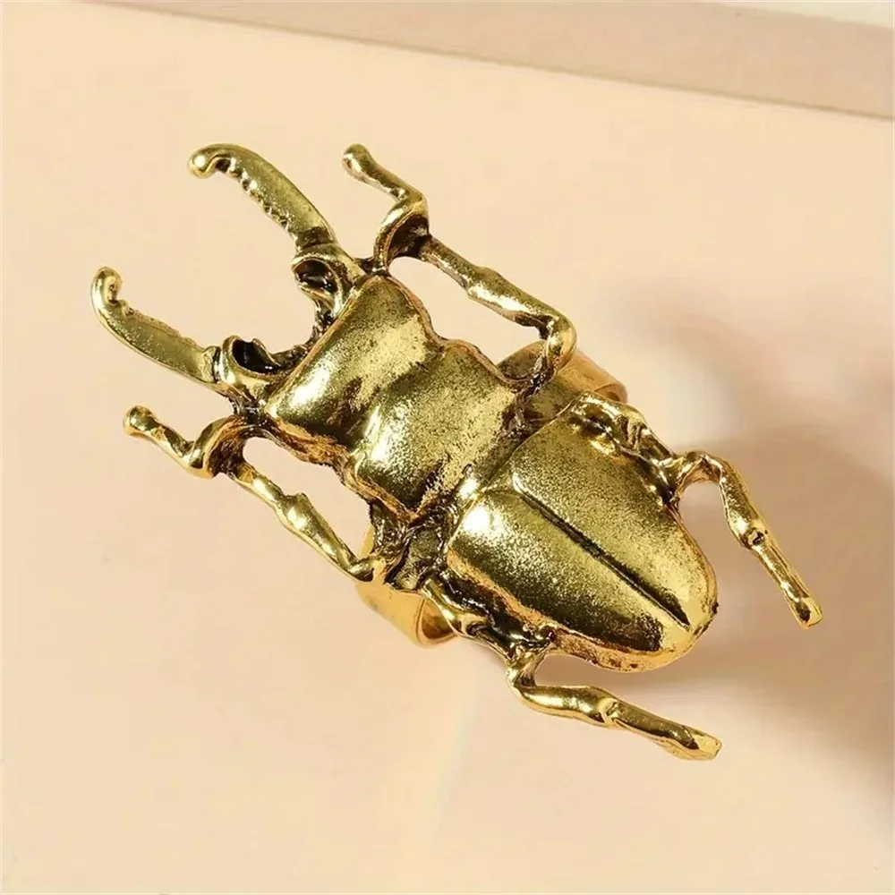 1 Pc Punk Beetles Creativity Vintage Ring Halloween Metal Opening Adjustable Party Decoration Fashion Adult Jewelry Accessories