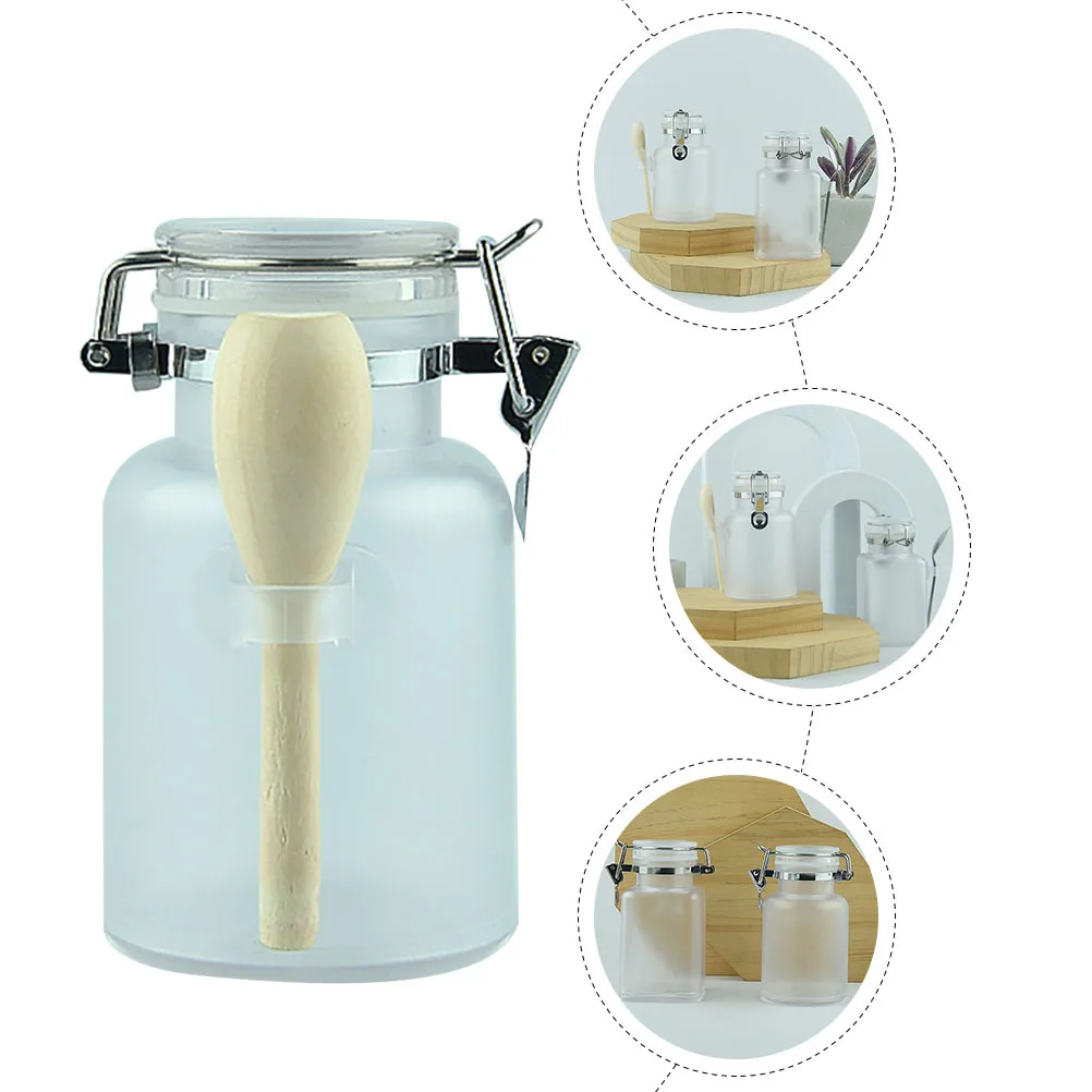 

1Set Empty Bath Salt Storage Jar Mini Frosted Bottle Silicone Sealed Leakproof Spoon Mask Powder Holder Travel Refillable