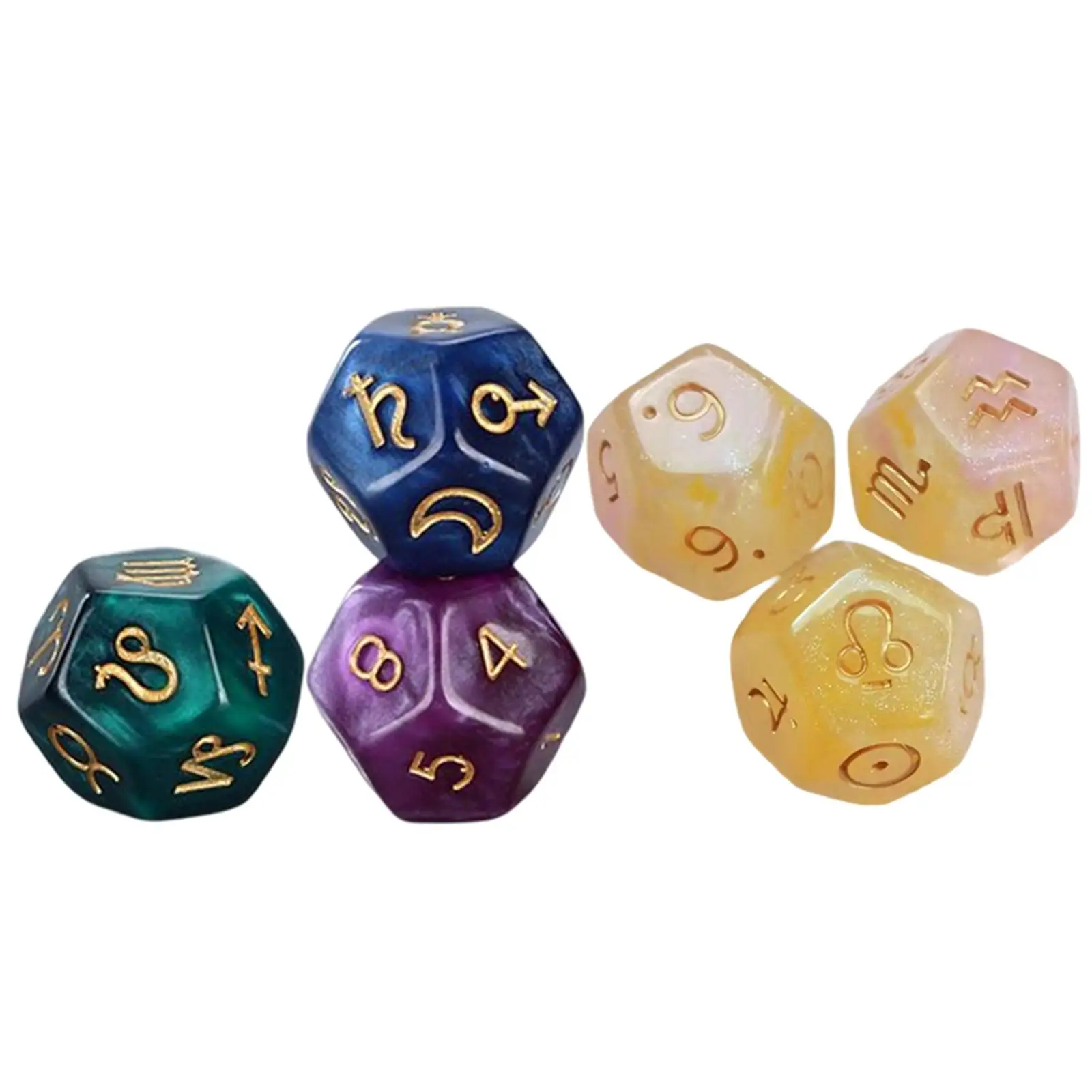 

Constellation Divination Tarot Dice Multi Sided Resin Pearl Accessory Set for Career Guidance and Leisure