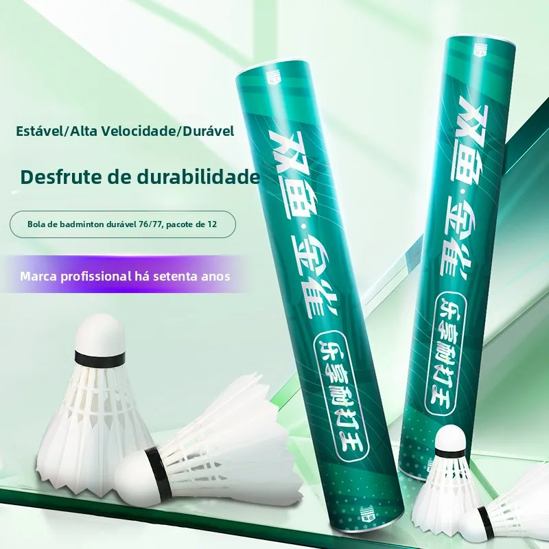 volants-de-badminton-double-fish-coupe-vent-pour-entrainement-et-competition-lot-de-12-plumes-d'oie-haute-qualite-sport-et-fitness