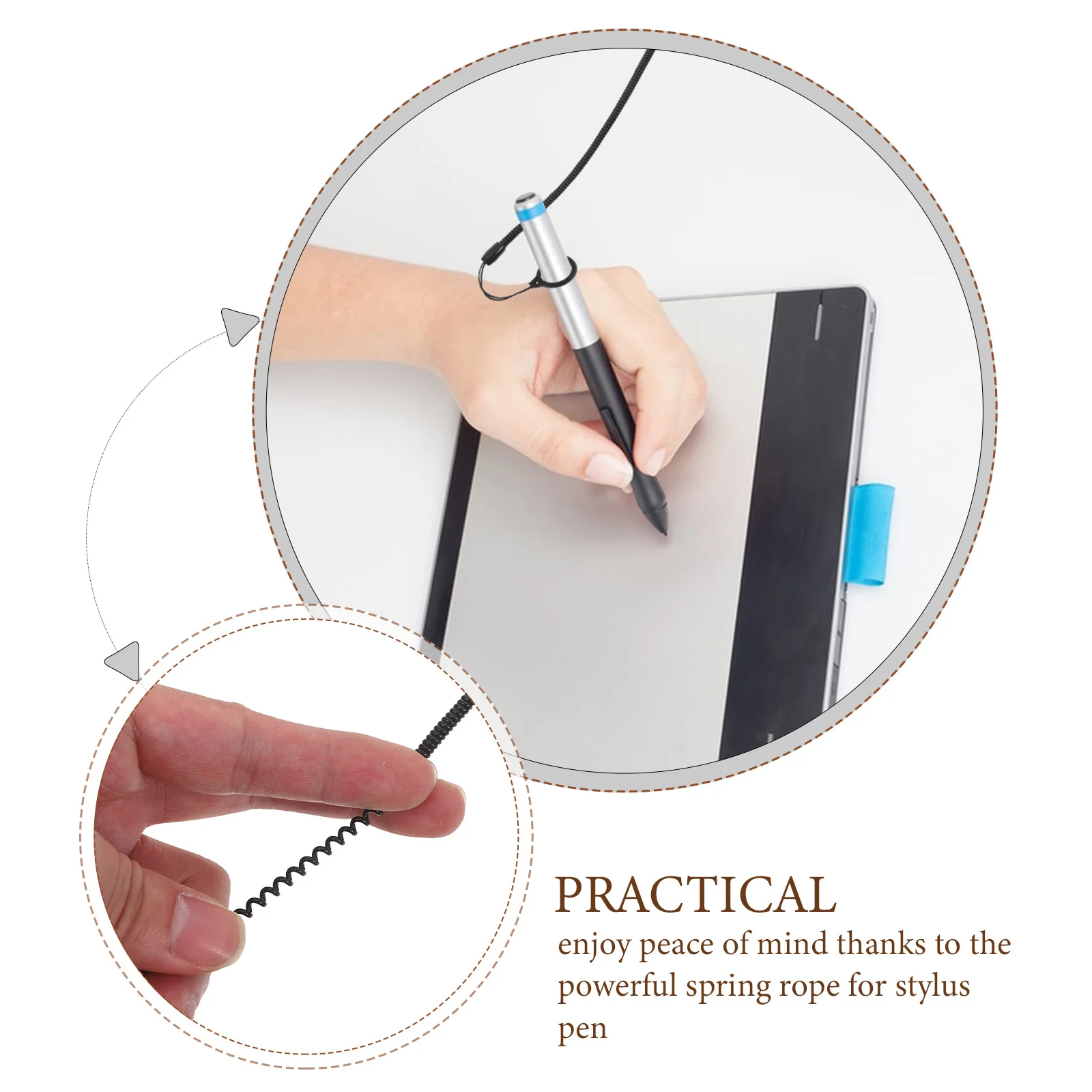 8Pcs Anti-Lost Stylus Pen Lanyard Elastic Coil Retractable Leash for Clipboard Tablet Touchscreen Pen Holder Strap