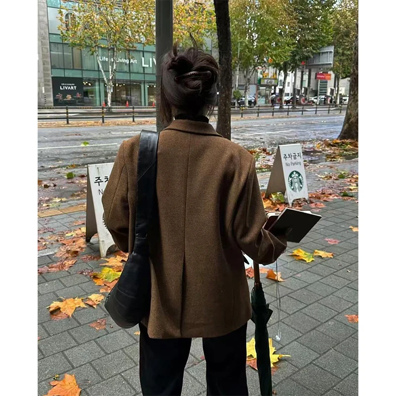 MEXZT سترة كلاسيكية للسيدات بجيوب بدلة عمل سترة شتوية كورية للتنقل معطف مكتب للسيدات تصميم ملابس خارجية جديدة #4