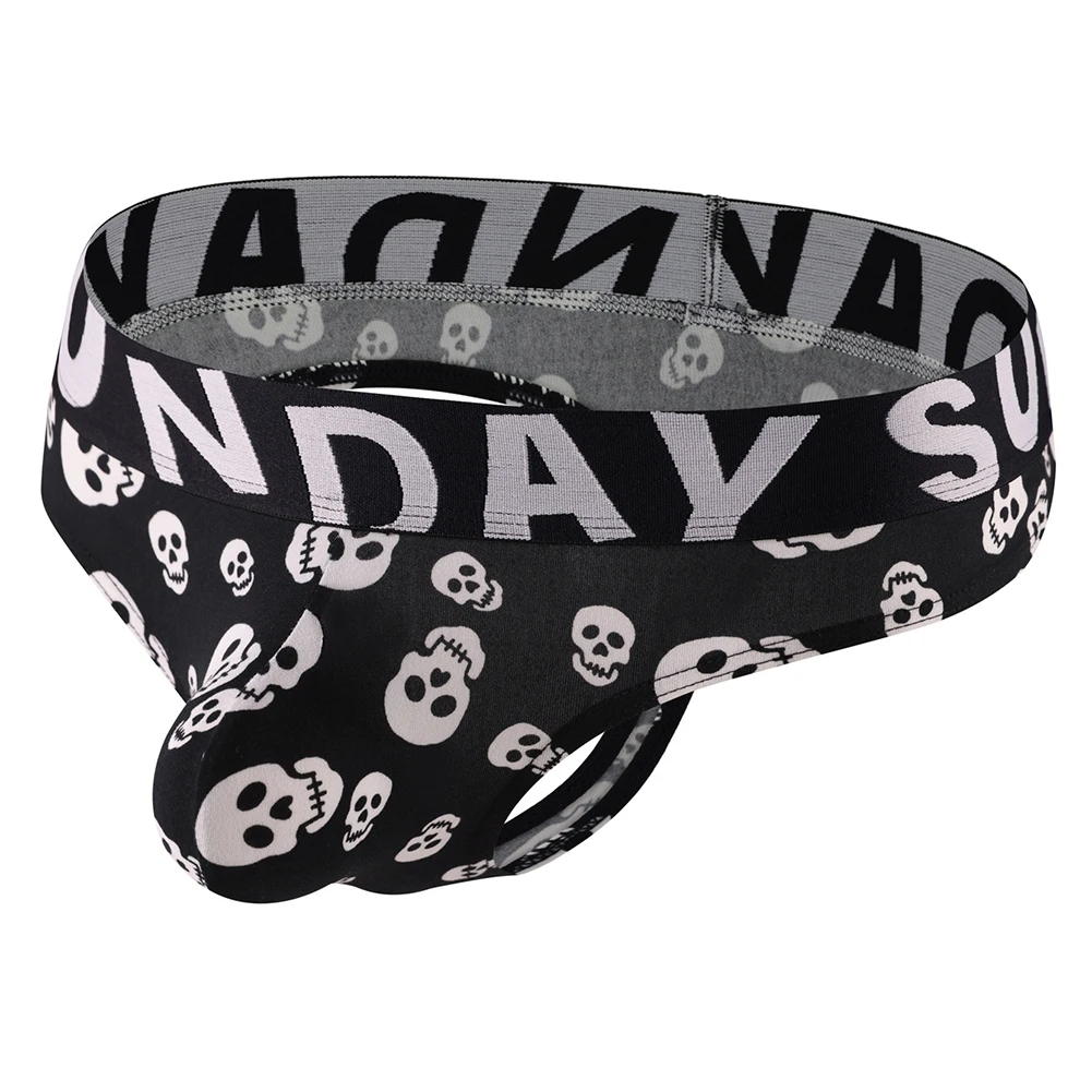 Lingerie Party Skull Thongs Comfortable Men's Bulge Pouch Underwear Bulge Pouch Elastic Waistband Fashion Underwear