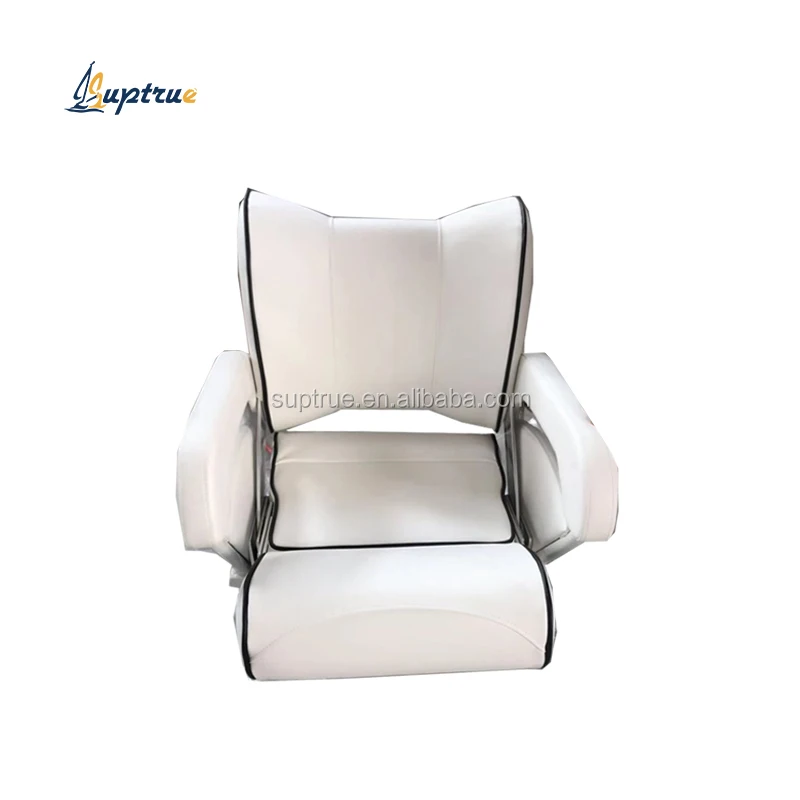 Airow auto Marine-Grade PU Leather Boat Chair High Back Dual-Flip Aluminum Hinge Folding Seat for Ship Use