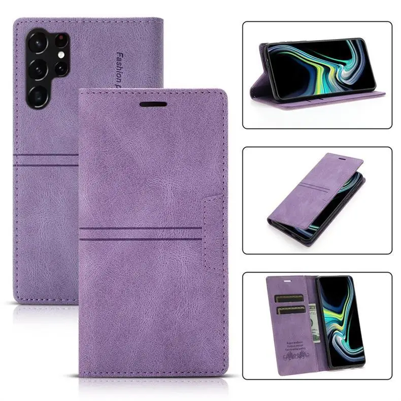 Suitable for Samsung S25 Ultra phone case with flip cover S26 with smooth and dreamy texture S24 card insertion protection shell