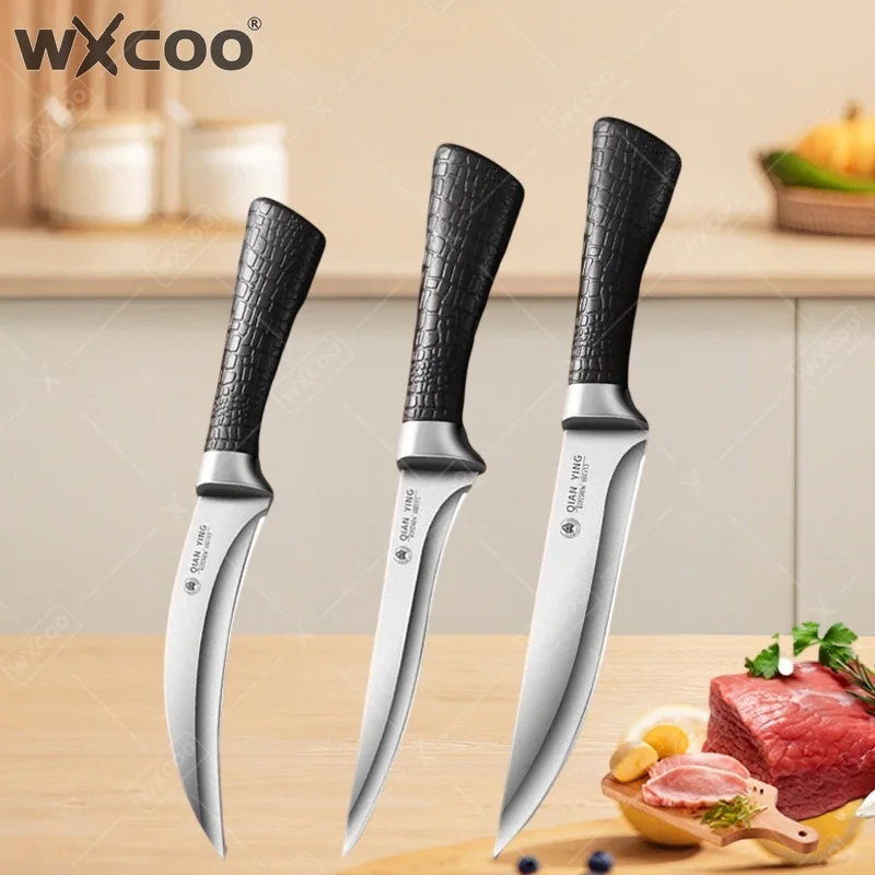 WXCOO Professional Kitchen Slaughtering Knife with Non-slip Handle Stainless Steel Fruit Slicing Knife with Cover Boning Knife