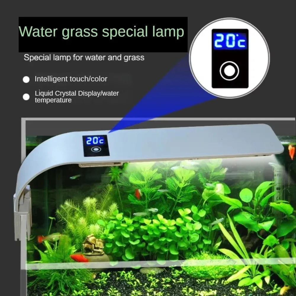 

LED Aquarium Clip On Fish Tank Light 32cm Touch Switch Color with Temperature Display For Saltwater Freshwater Fish Coral Reef