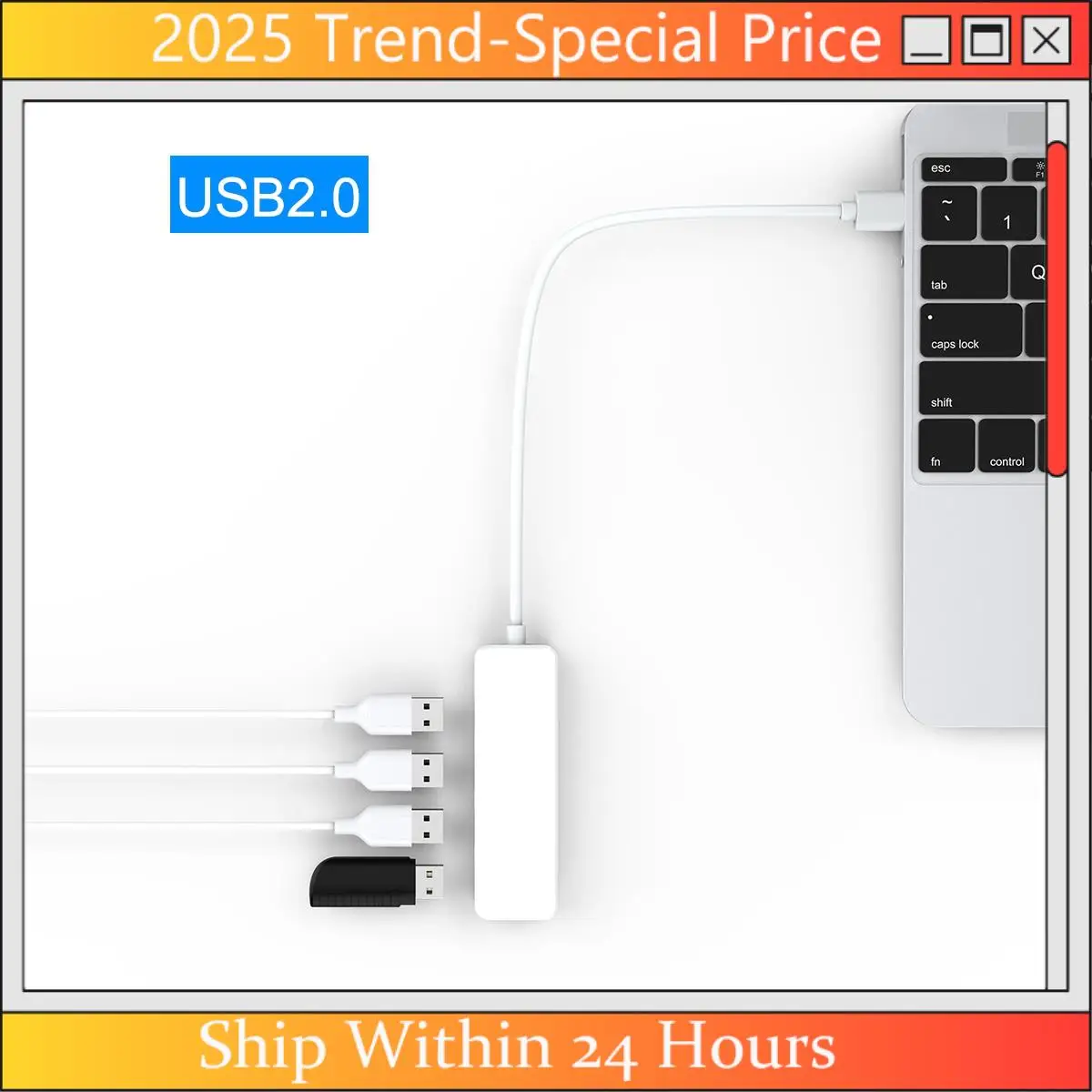 

CHYY Top 2Pcs Ultra Slim USB Hub 4-Port USB 2.0 Hub White & Black
