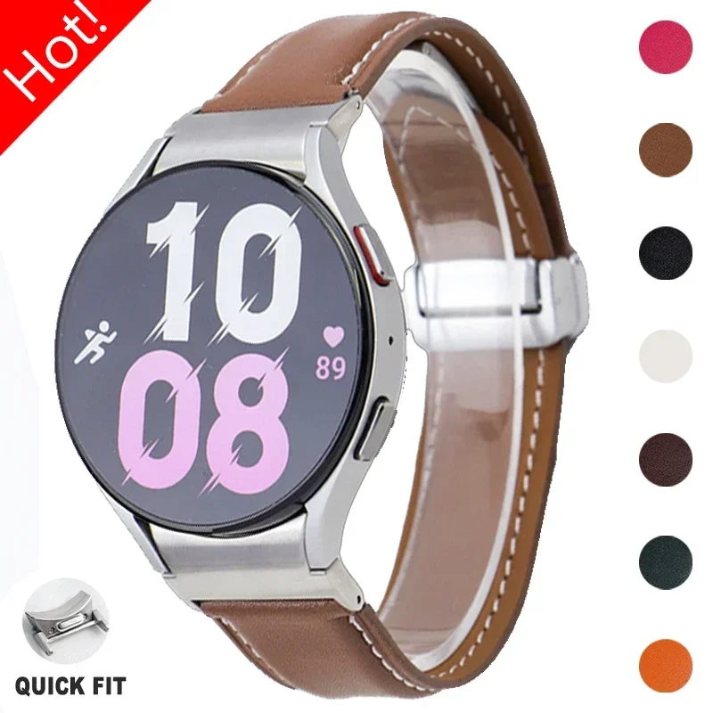 No Gaps Leather Strap for Samsuang Galaxy Watch Watch 6 4 Classic 43 47mm 6 5 4 40 44mm Quick Fit for Watch 5 Pro 45mm Bracelet