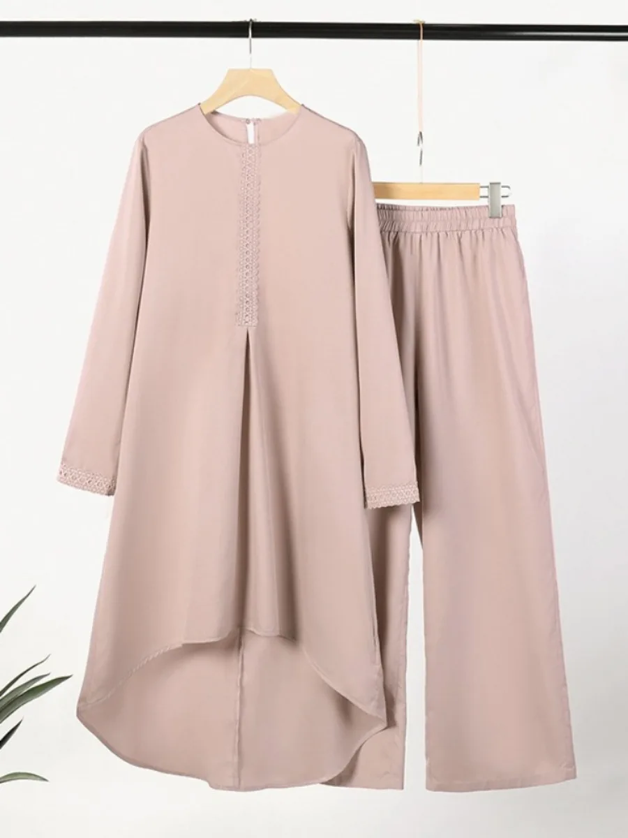 Ensemble deux pièces pour femmes musulmanes, chemise et pantalon, chemise et chemisier, caftan marocain, ensembles de robes islamiques, Ramadan