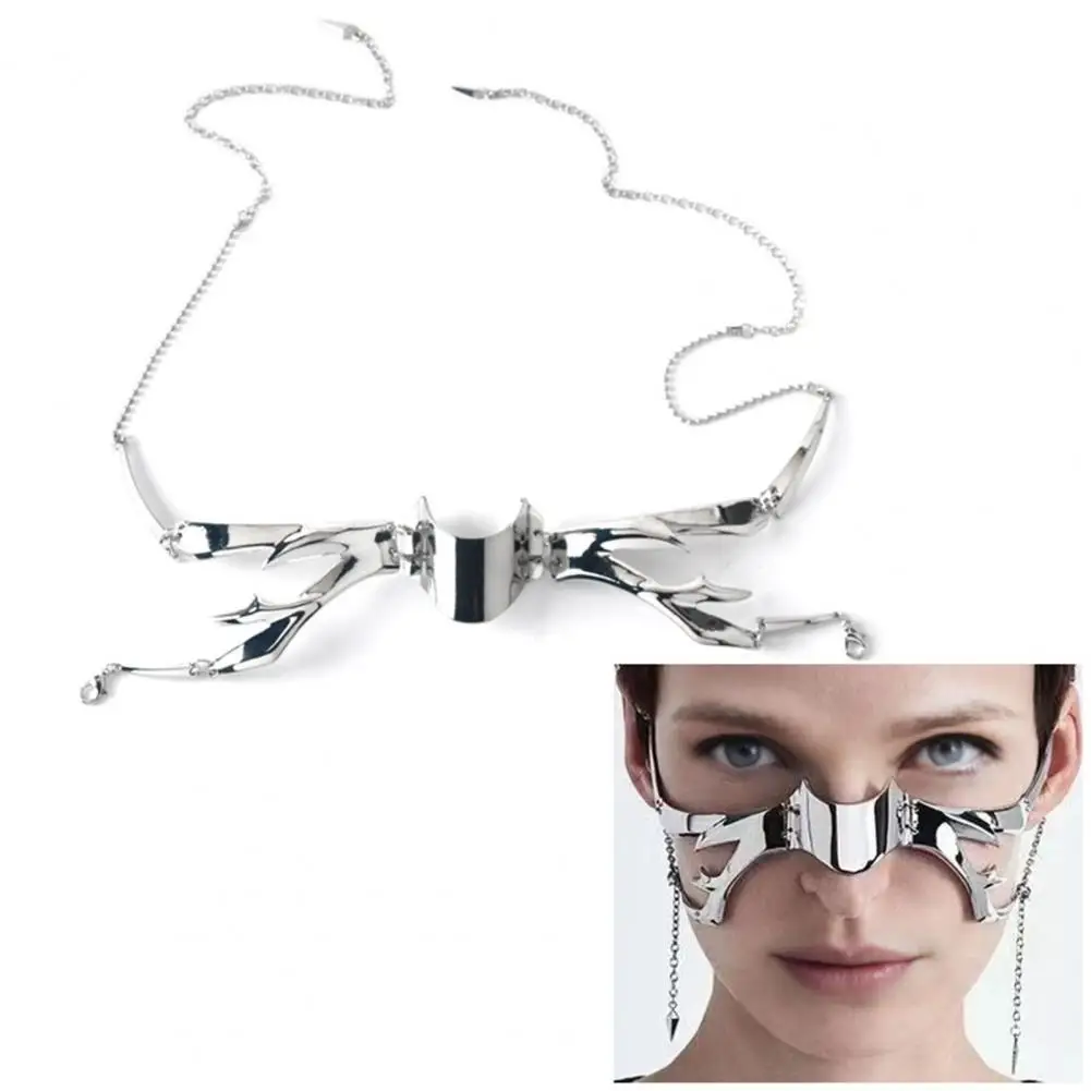 Cyberpunk Mechanical Blade Face Mask, Metal Gothic Nose Bridge Mask, Steampunk Cosplay Prop Accessory for Men Women