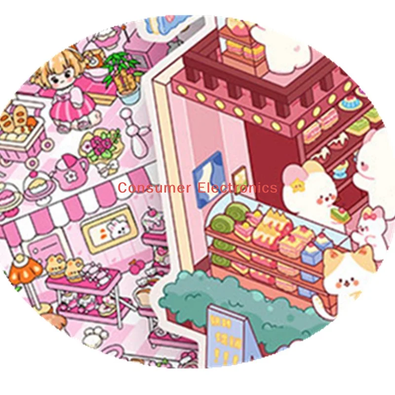 

[C9]1Set Plus Size Cartoon Scenes Book Landscape Sticker DIY Toy Game Books 3D Sticker Cabin Scene Pocket Festival Birthday Gift