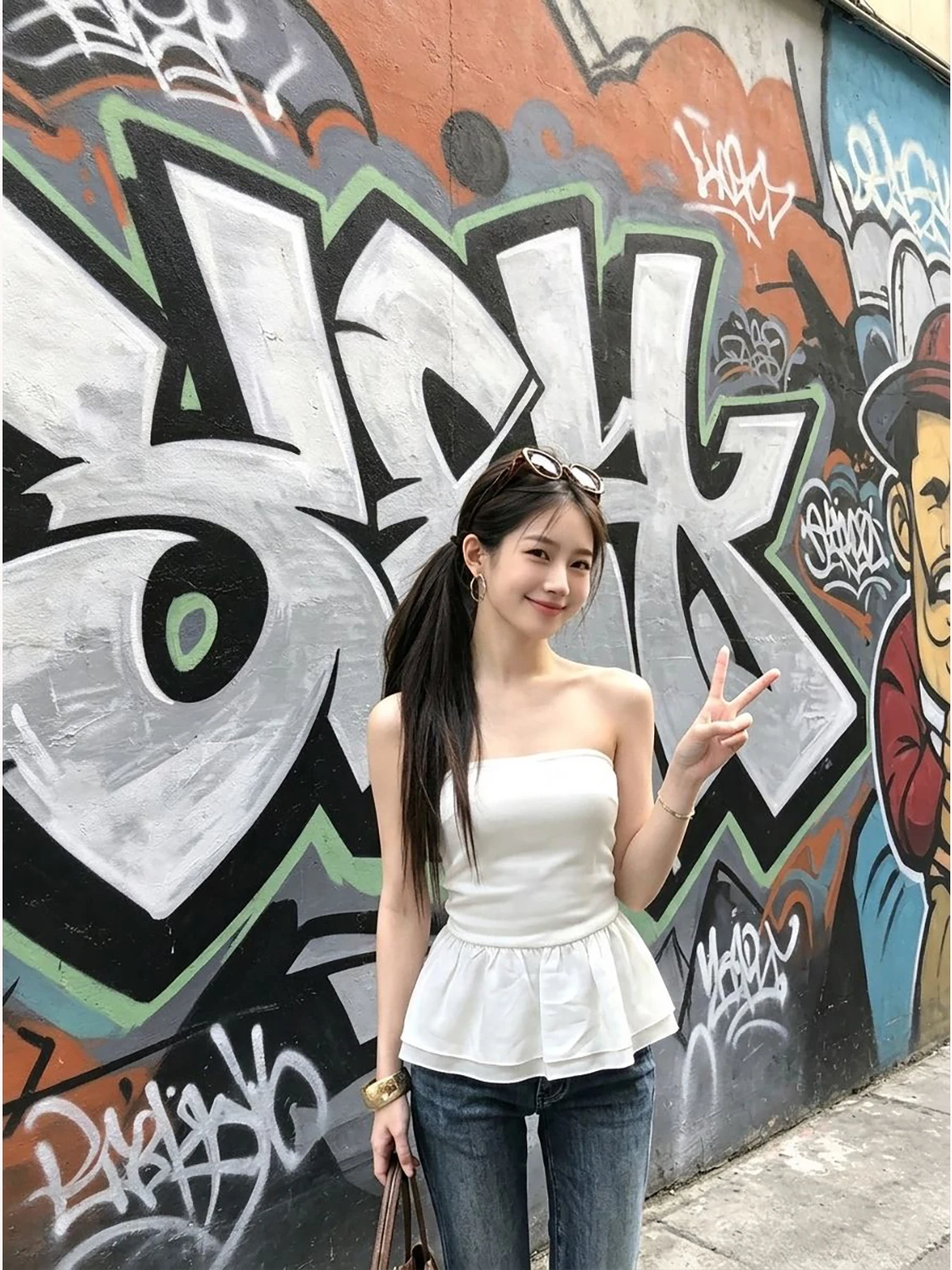 Sultry Shoulder Baring Tube Top Vest Women's Fashion Spring Summer White Slim Fit Trendy Sleeveless Beautiful Back Unisex