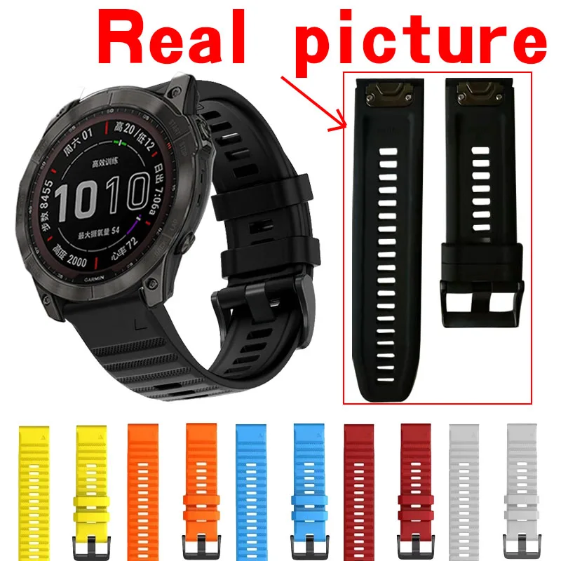 Silikon Uhr Band Für Garmin Fenix 5X/5/6X Pro/6/935/945/MK1/3 HR Armband Ersatz Handgelenk Strap Metall Schnalle 22/26MM band