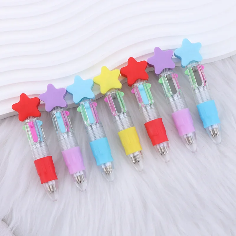 

4Pcs/Lot Kawaii star Mini 4 Colors in 1 Ballpoint Pens Cartoon Cute Multicolor Pen Kids School Stationery Office Supplies Gifts
