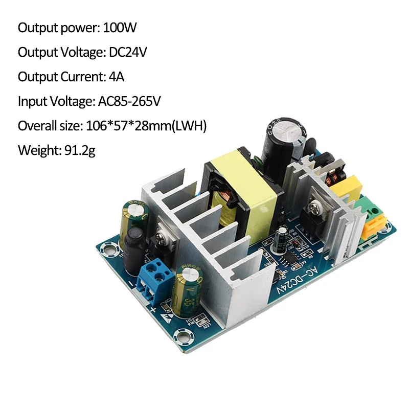 100W 24V 4A High Power Switching Power Supply Bare Board Industrial Isolated Power Supply AC85~265V to DC24V100W