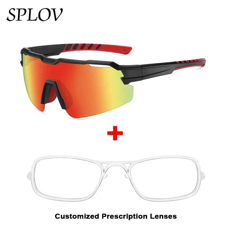 SPLOV Half Frame Sports Prescription Sunglasses for Men and Women Professional Customized Optical Lenses Myopia Sports Goggles