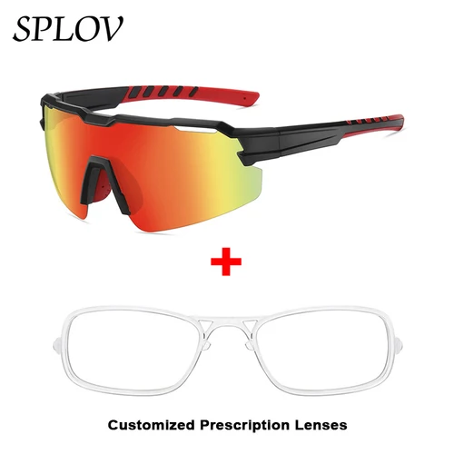 Imagen 1 del producto SPLOV gafas de sol deportivas graduadas de medio marco para hombres y mujeres lentes ópticas personalizadas profesionales gafas deportivas para miopía