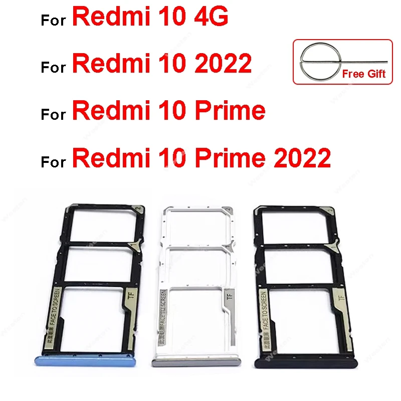 Sim Card Tray For Xiaomi Redmi 10 Prime 4G 2022 SIM Card Slot Sim Card Reader Holder Flex Ribbon Cable Repair Replacement Parts