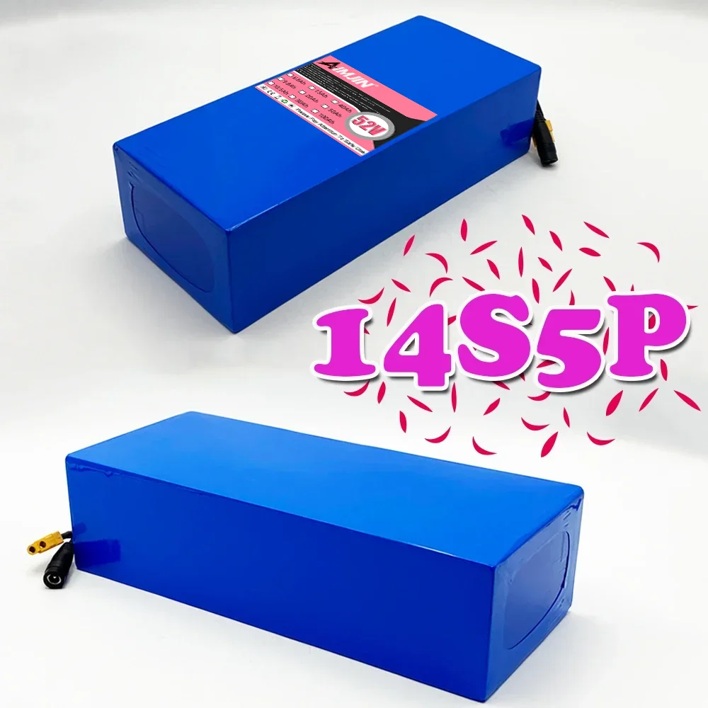 18650 14S5P 100% New 52V 17500mAh 1500W Lithium Battery for Bicycle Scales, Tricycles, Motorcycle Chargers 58.8V 2A