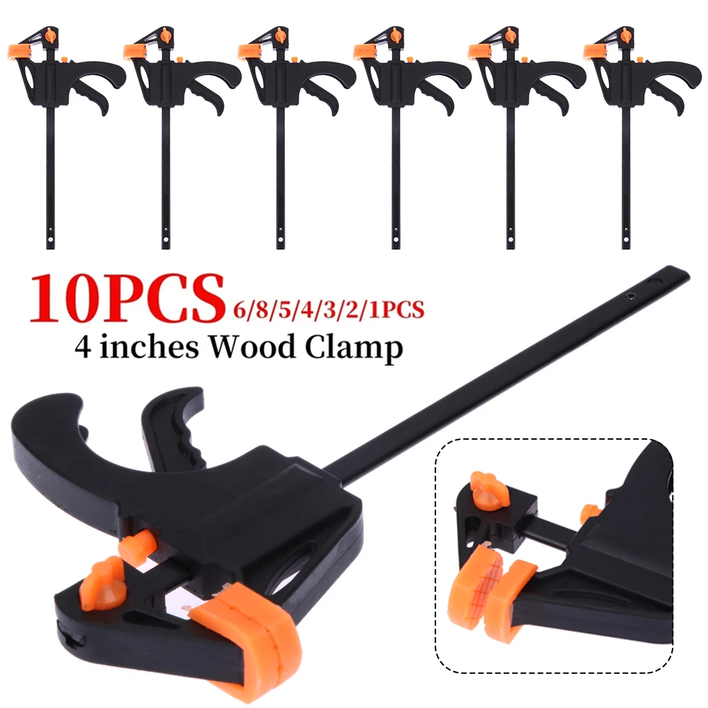 1-10pcs 4 Inch Woodworking Bar Clamp Gadget F Type Heavy Duty Woodworking Clamp Locator Portable Metal Fixed Clip Hand Tools