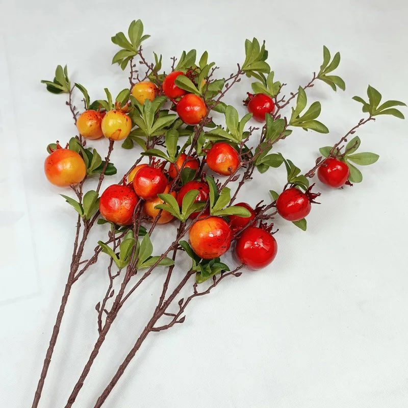 84CM/Pc Seven Fruit Pomegranate Fruit Branch High Quality Artificial Pomegranate Fruit Berry Bouquet Home Wedding Decoration