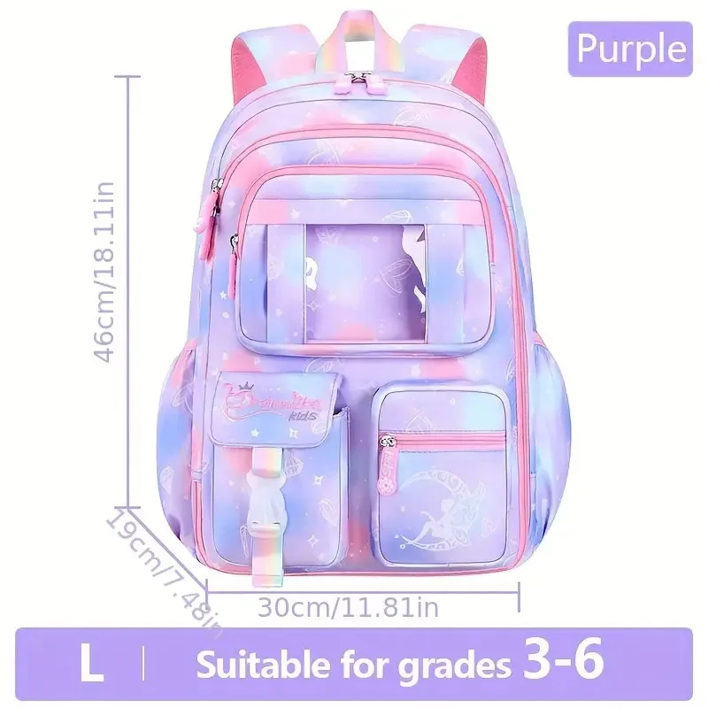 Girl\'s School Bag with Large Capacity Side-Open Children School backpack Cartoon Outdoor Travel Bag for Kids Teenage Child