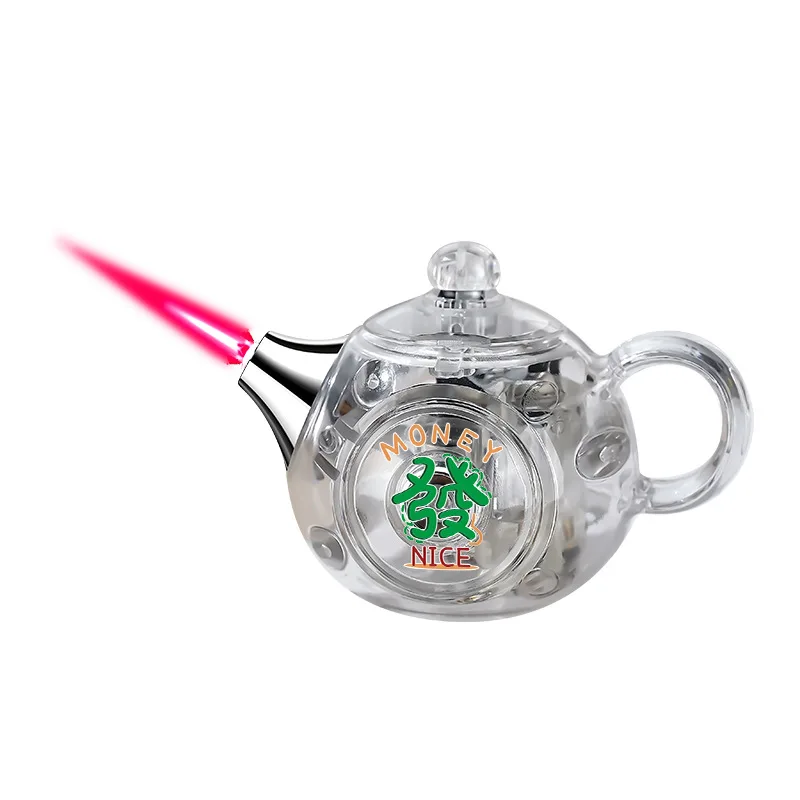 

Прозрачный декомпрессионный чайник со вспышкой и прямой зарядкой, надувная зажигалка с красным пламенем, аксессуары для курения, подарочный инструмент для сигар