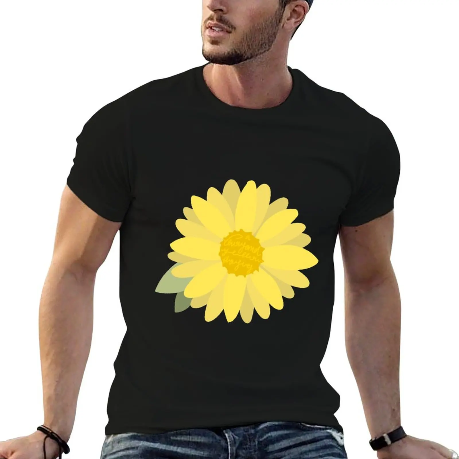 A Thousand Yellow Daisies T-Shirt Trendy Print Short Sleeve T-Shirt