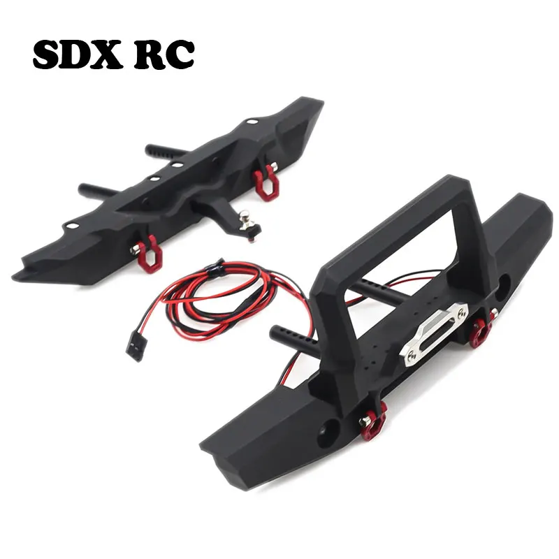 RC Car Metal Front Bumper with Led Light and Rear Bumper for 1/10 RC Crawler  TRX-4 TRX-4 Axial SCX10 Upgrade Parts